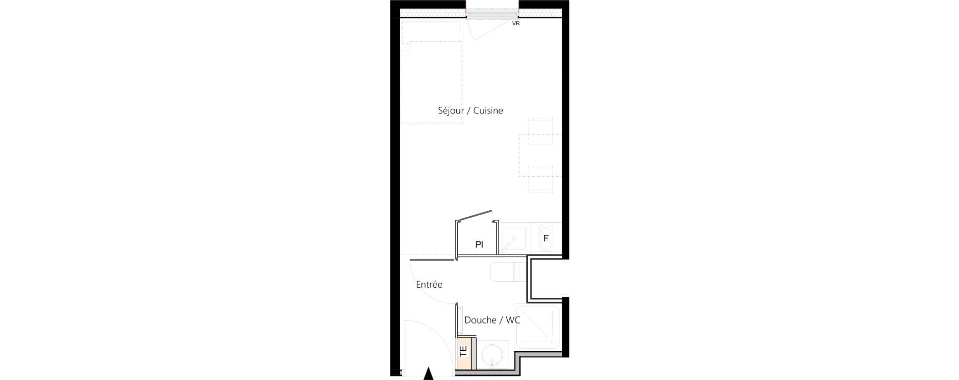 Appartement T1 meubl&eacute; de 18,88 m2 &agrave; Saint-&Eacute;tienne La palle