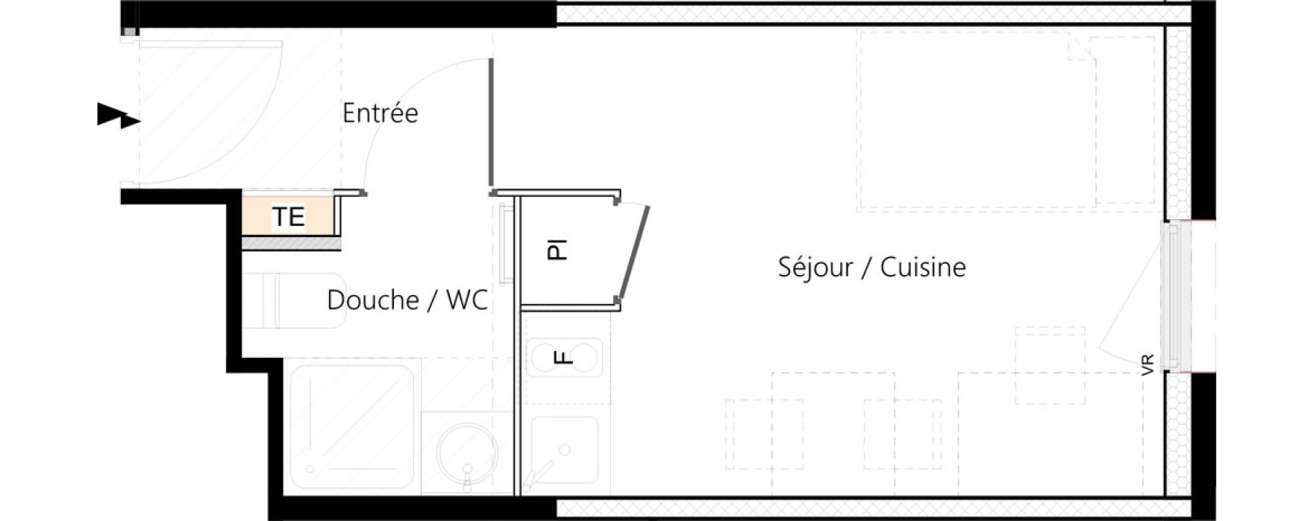 Appartement T1 meubl&eacute; de 18,33 m2 &agrave; Saint-&Eacute;tienne La palle