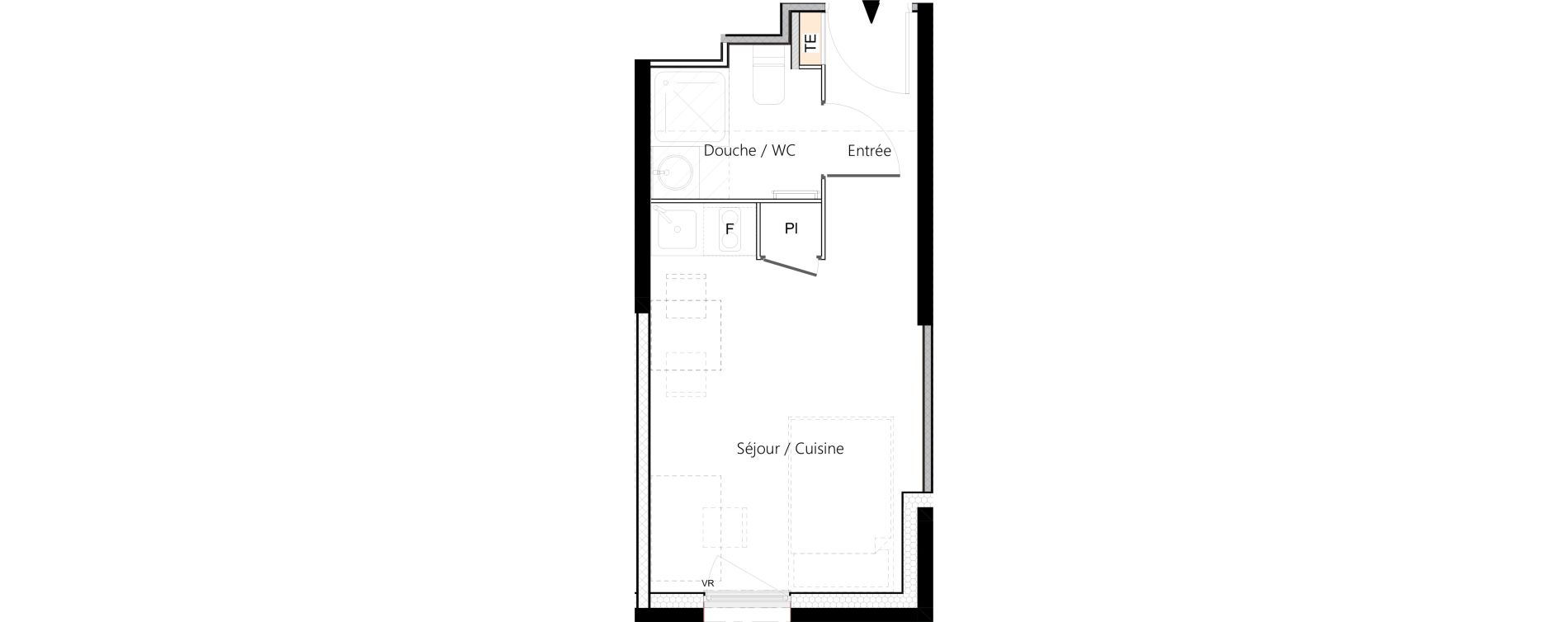 Appartement T1 meubl&eacute; de 18,90 m2 &agrave; Saint-&Eacute;tienne La palle