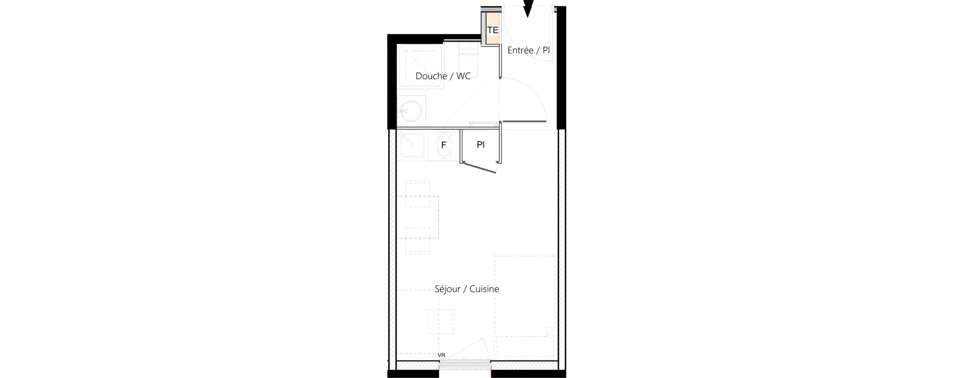 Appartement T1 meubl&eacute; de 19,00 m2 &agrave; Saint-&Eacute;tienne La palle