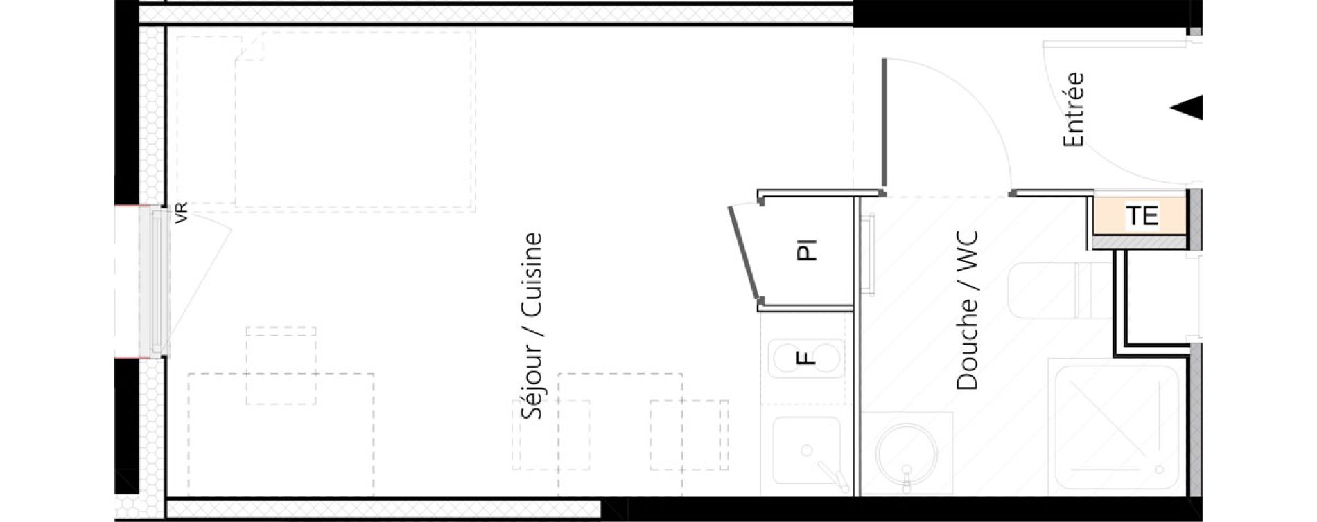 Appartement T1 meubl&eacute; de 19,42 m2 &agrave; Saint-&Eacute;tienne La palle