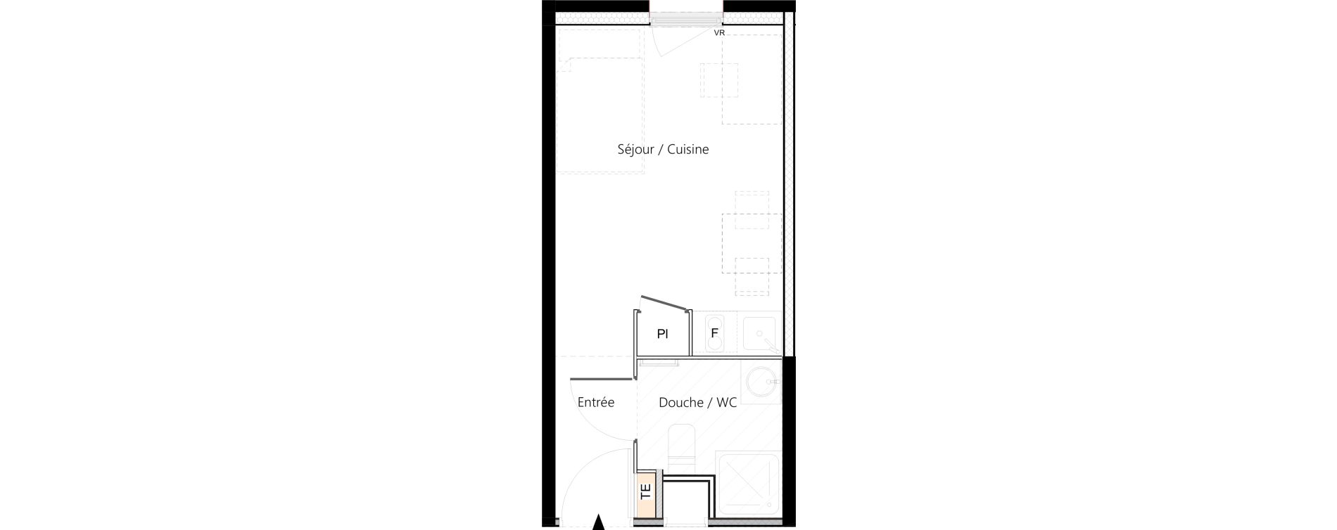 Appartement T1 meubl&eacute; de 19,32 m2 &agrave; Saint-&Eacute;tienne La palle