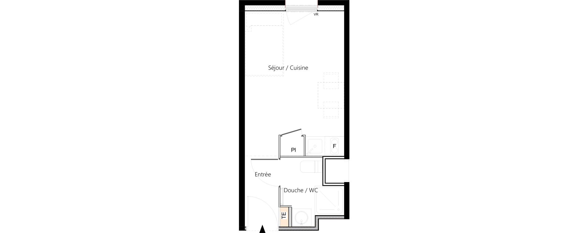 Appartement T1 meubl&eacute; de 18,86 m2 &agrave; Saint-&Eacute;tienne La palle