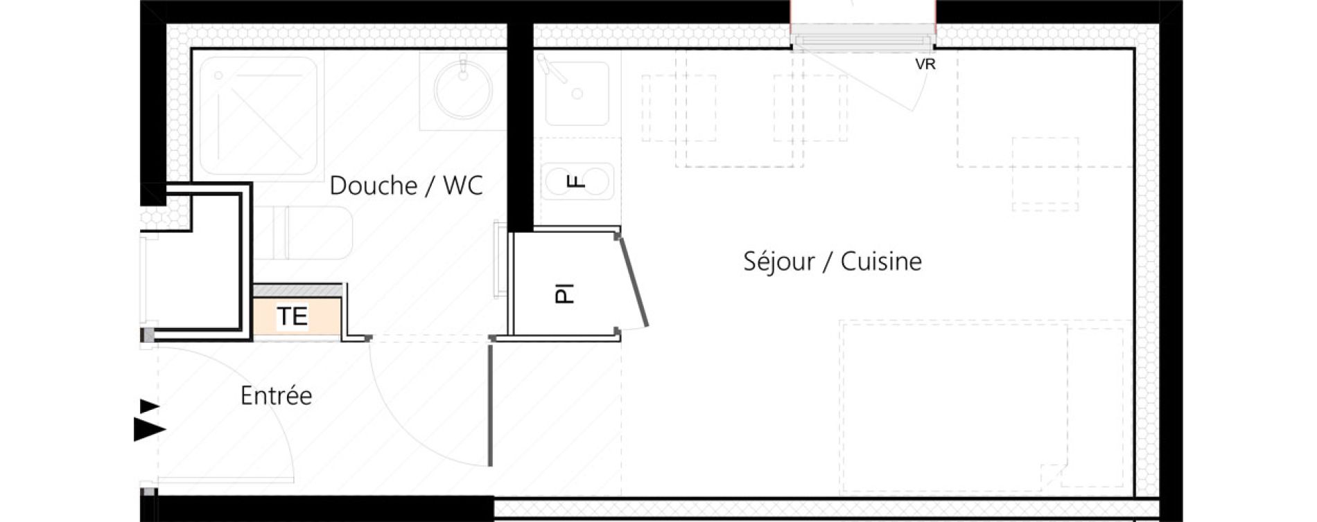 Appartement T1 meubl&eacute; de 19,01 m2 &agrave; Saint-&Eacute;tienne La palle