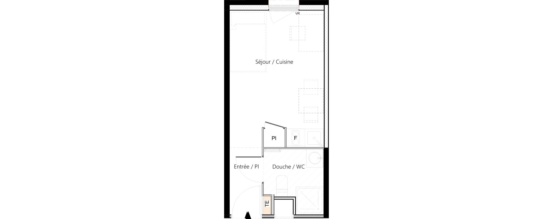 Appartement T1 meubl&eacute; de 19,36 m2 &agrave; Saint-&Eacute;tienne La palle