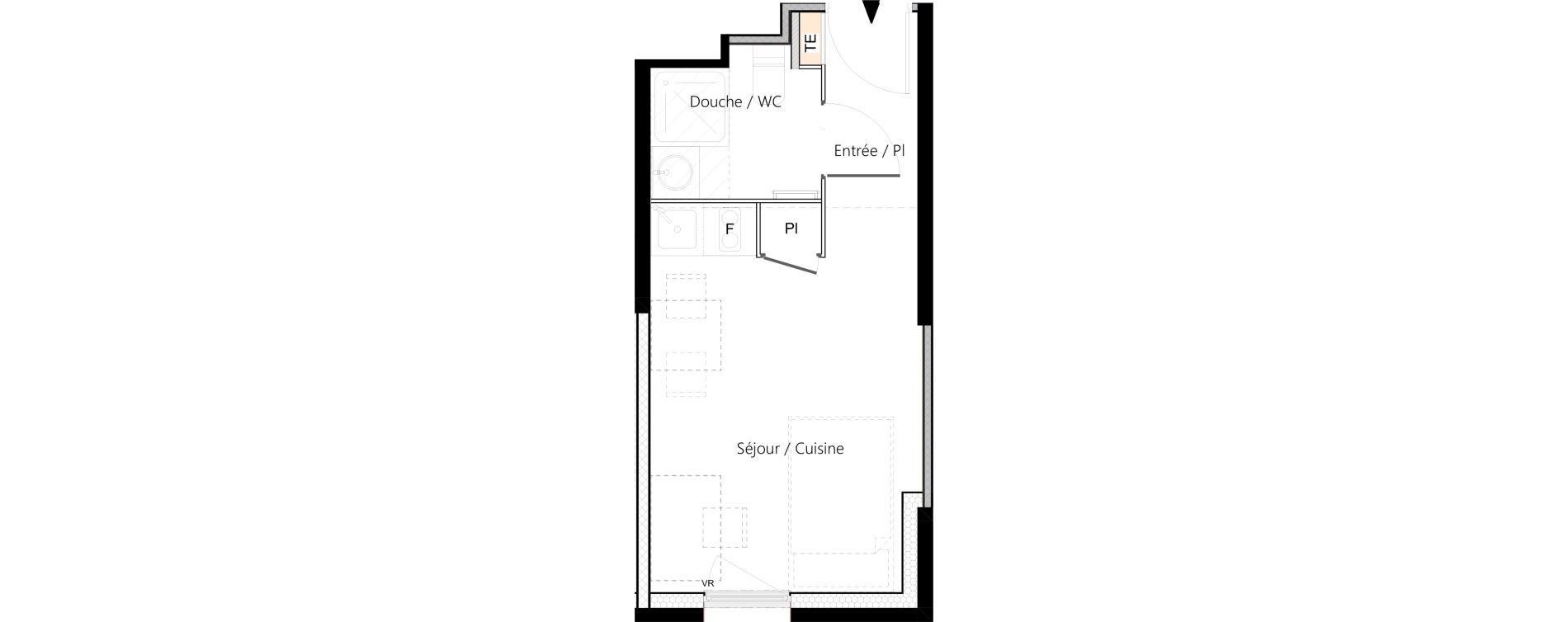 Appartement T1 meubl&eacute; de 18,90 m2 &agrave; Saint-&Eacute;tienne La palle