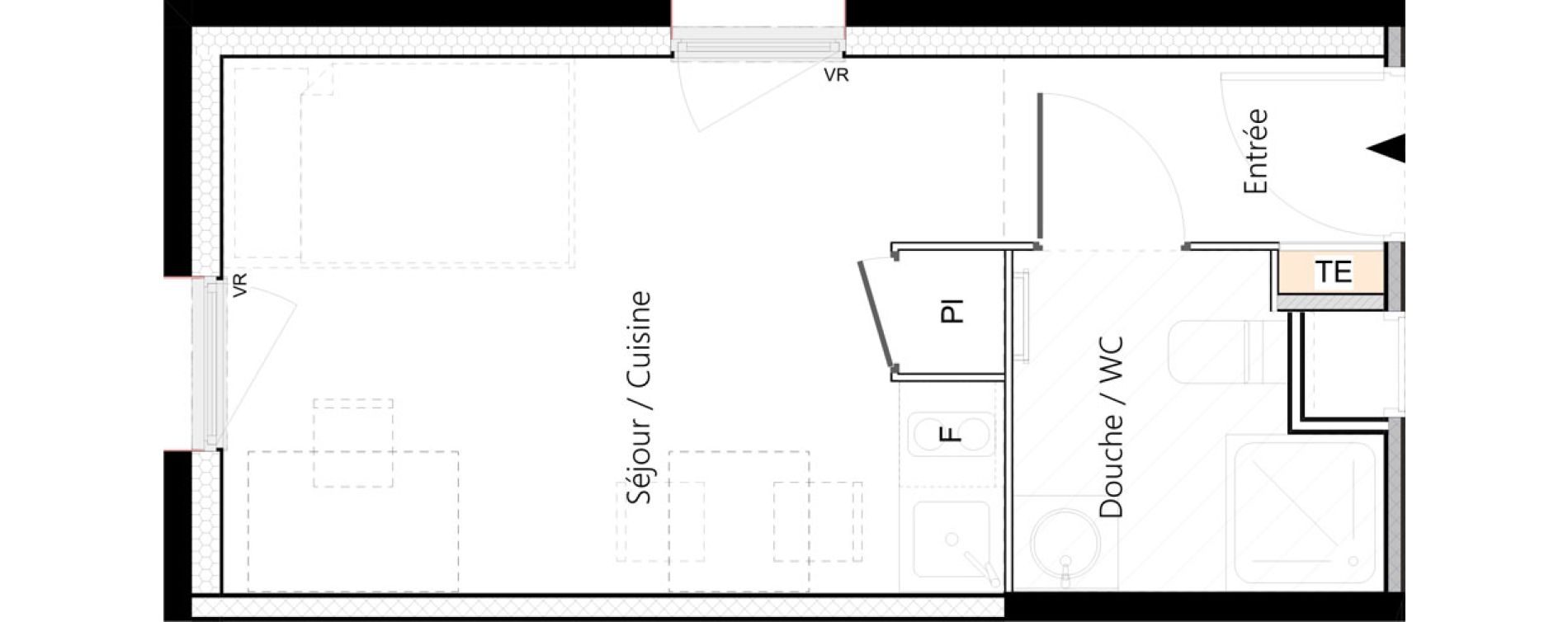 Appartement T1 meubl&eacute; de 19,39 m2 &agrave; Saint-&Eacute;tienne La palle