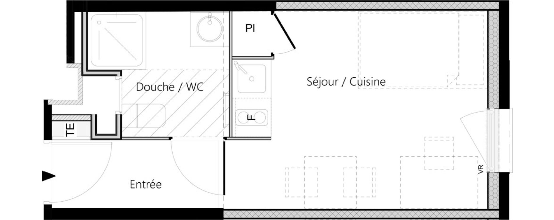 Appartement T1 meubl&eacute; de 18,73 m2 &agrave; Saint-&Eacute;tienne La palle