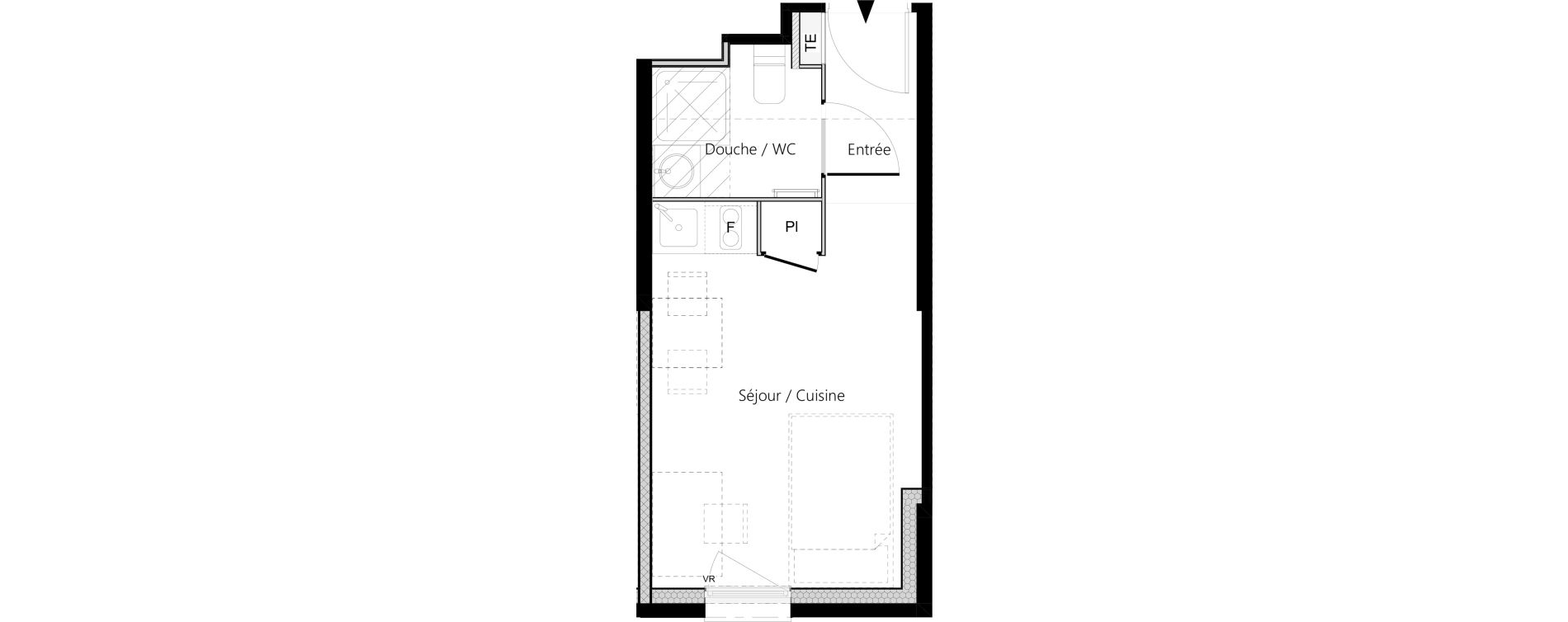 Appartement T1 meubl&eacute; de 18,77 m2 &agrave; Saint-&Eacute;tienne La palle