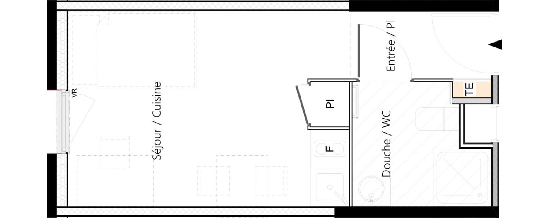 Appartement T1 meubl&eacute; de 19,43 m2 &agrave; Saint-&Eacute;tienne La palle