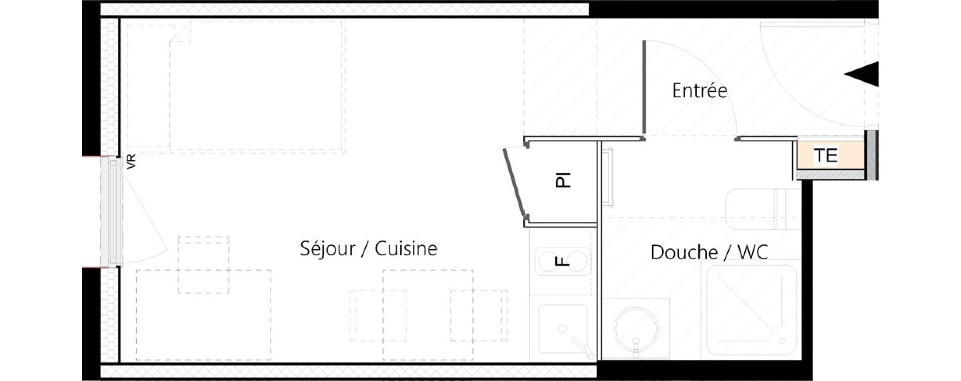 Appartement T1 meubl&eacute; de 18,81 m2 &agrave; Saint-&Eacute;tienne La palle