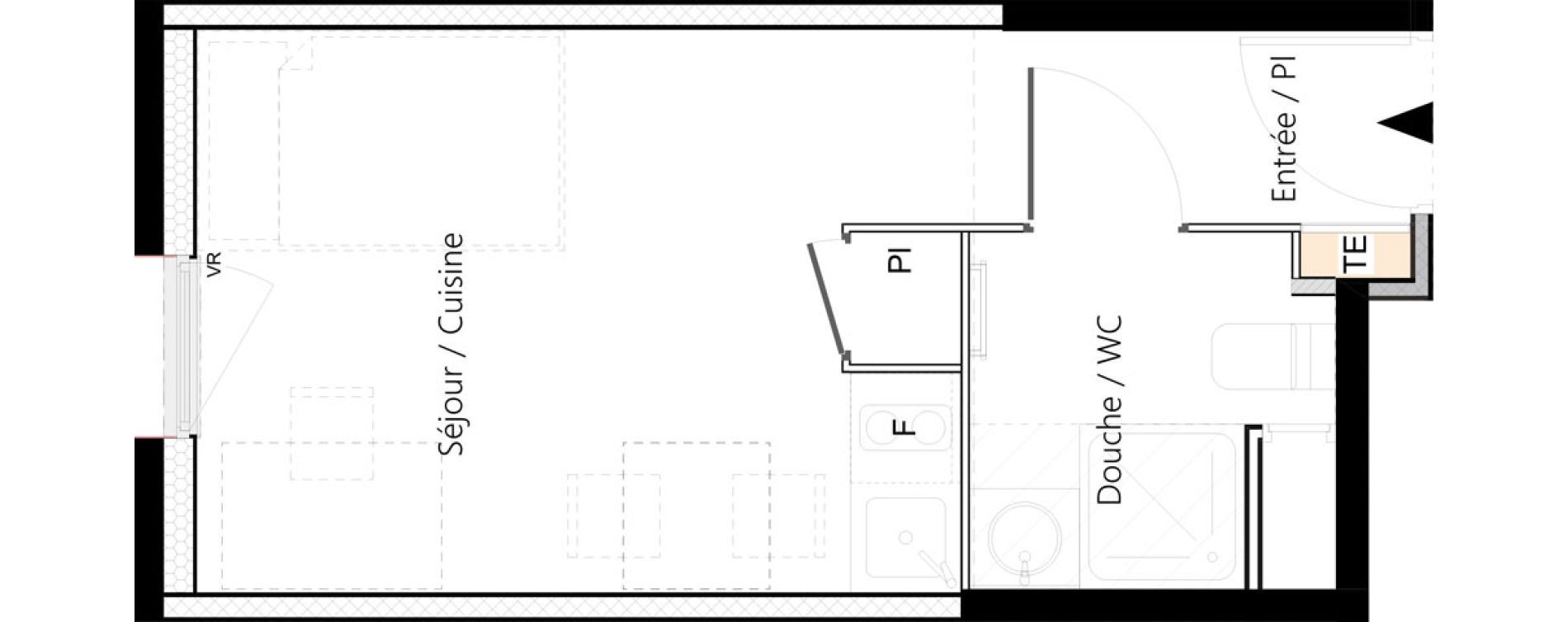 Appartement T1 meubl&eacute; de 18,63 m2 &agrave; Saint-&Eacute;tienne La palle