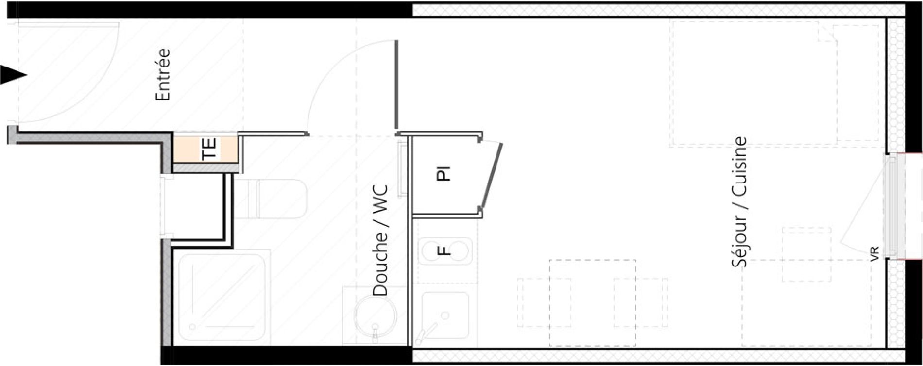 Appartement T1 meubl&eacute; de 20,91 m2 &agrave; Saint-&Eacute;tienne La palle