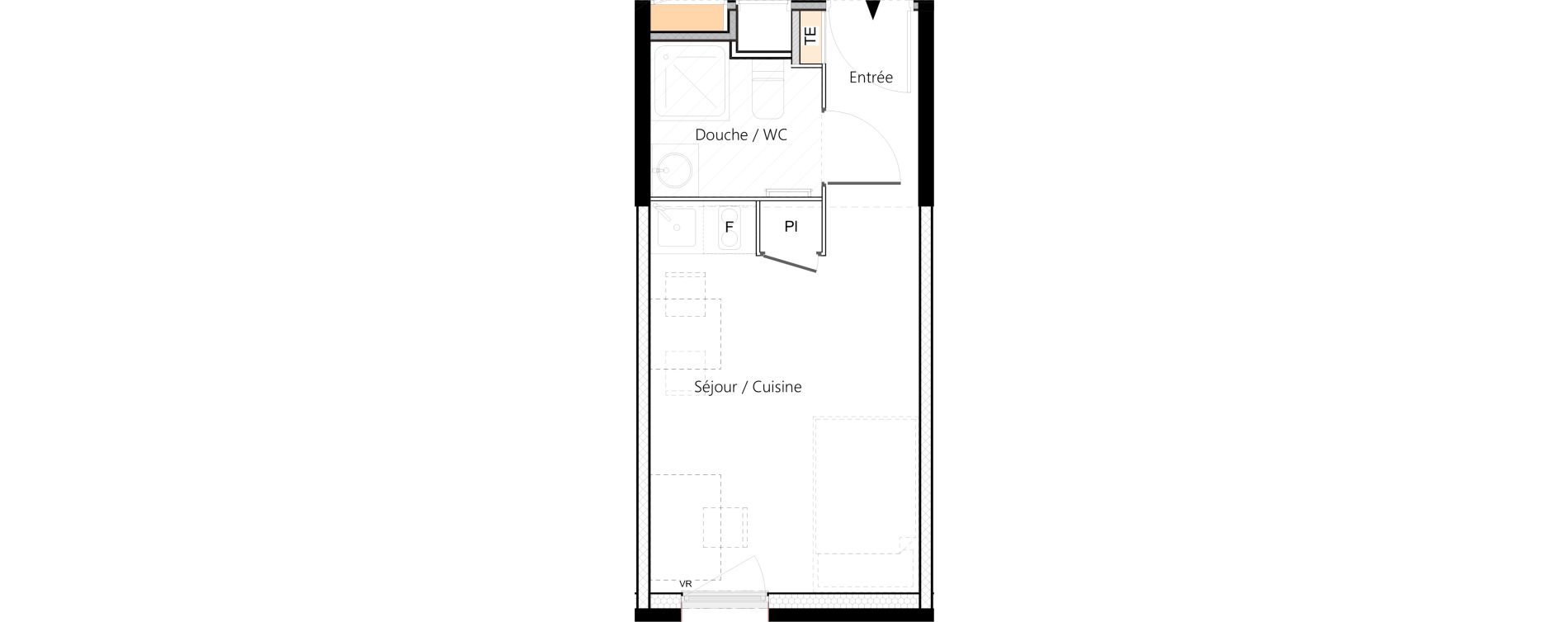 Appartement T1 meubl&eacute; de 19,05 m2 &agrave; Saint-&Eacute;tienne La palle