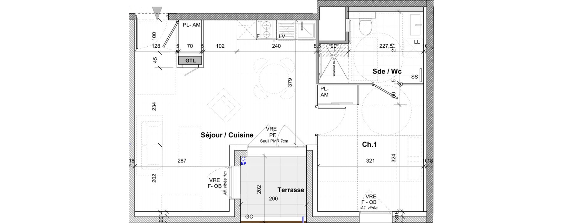 Appartement T2 de 45,20 m2 &agrave; Saint-&Eacute;tienne Centre deux