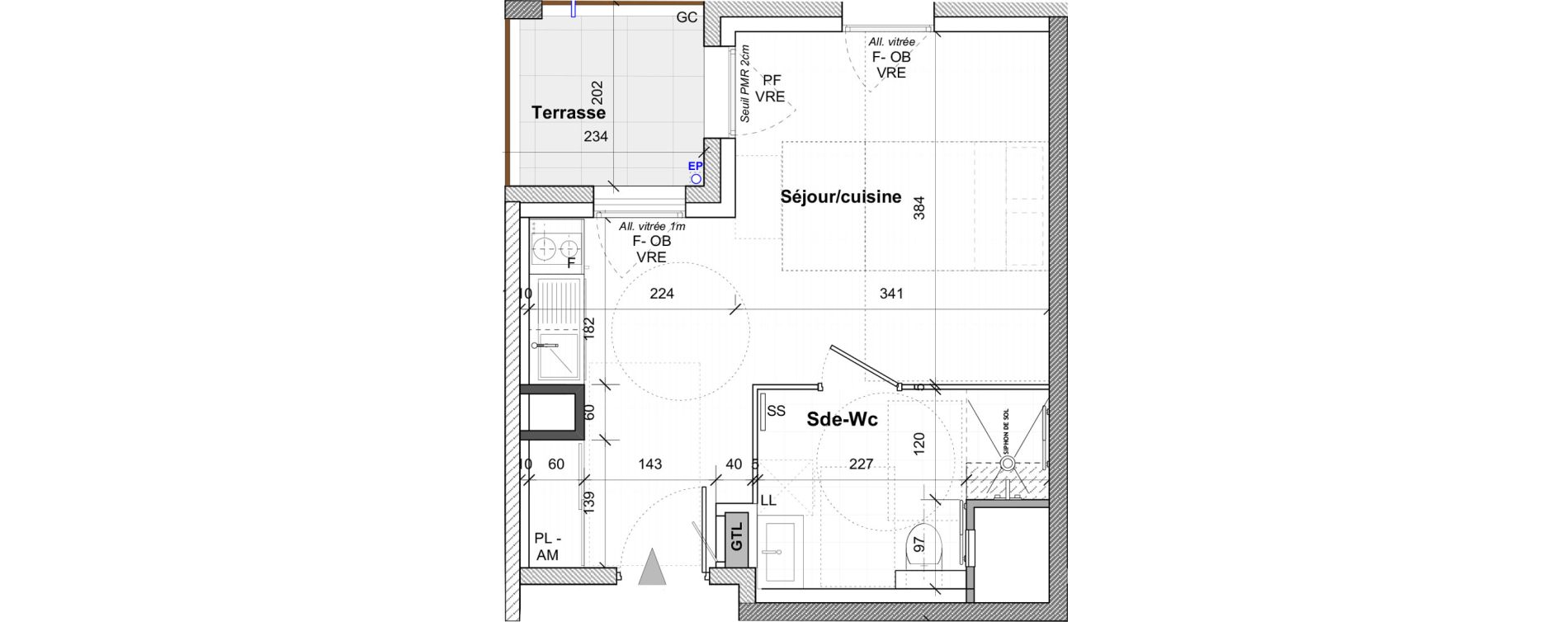 Appartement T1 de 27,50 m2 &agrave; Saint-&Eacute;tienne Centre deux