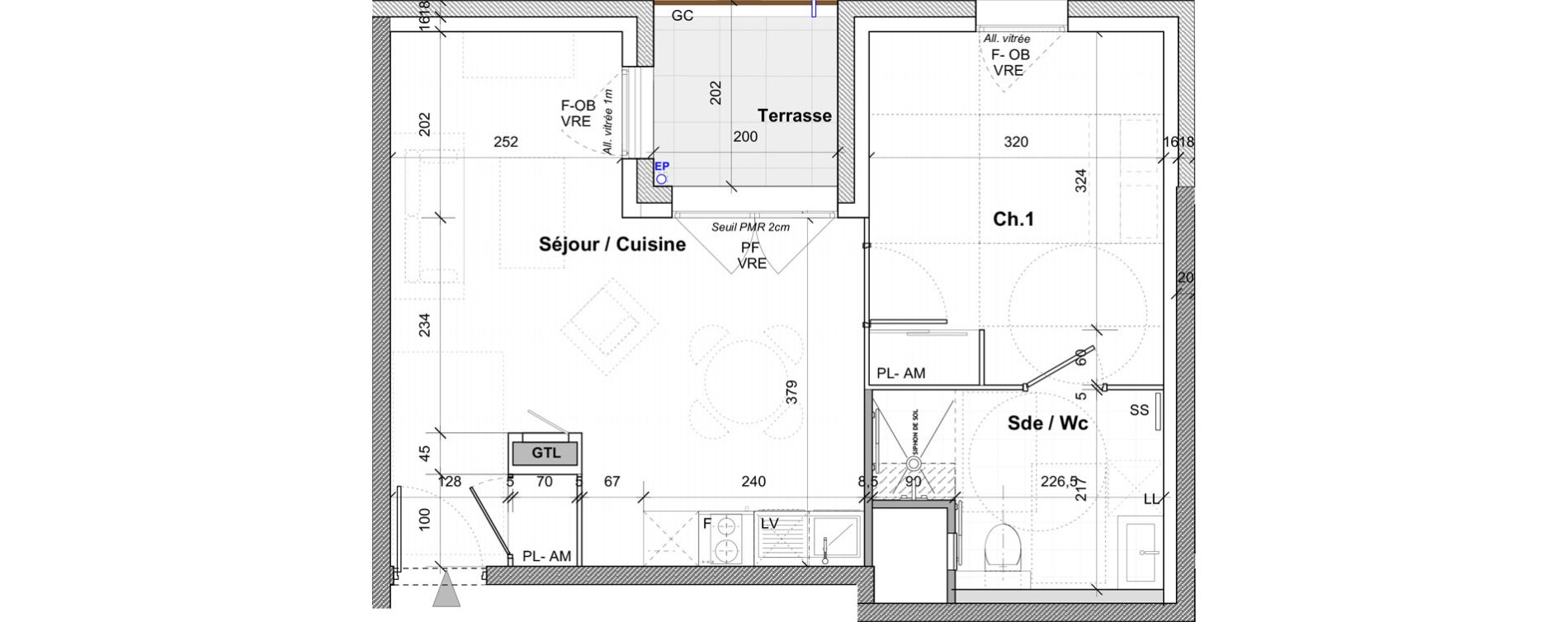 Appartement T2 de 42,60 m2 &agrave; Saint-&Eacute;tienne Centre deux