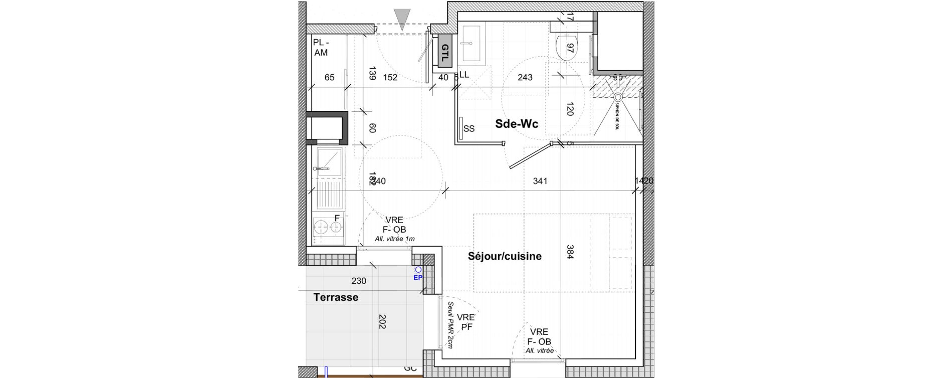 Appartement T1 de 27,70 m2 &agrave; Saint-&Eacute;tienne Centre deux