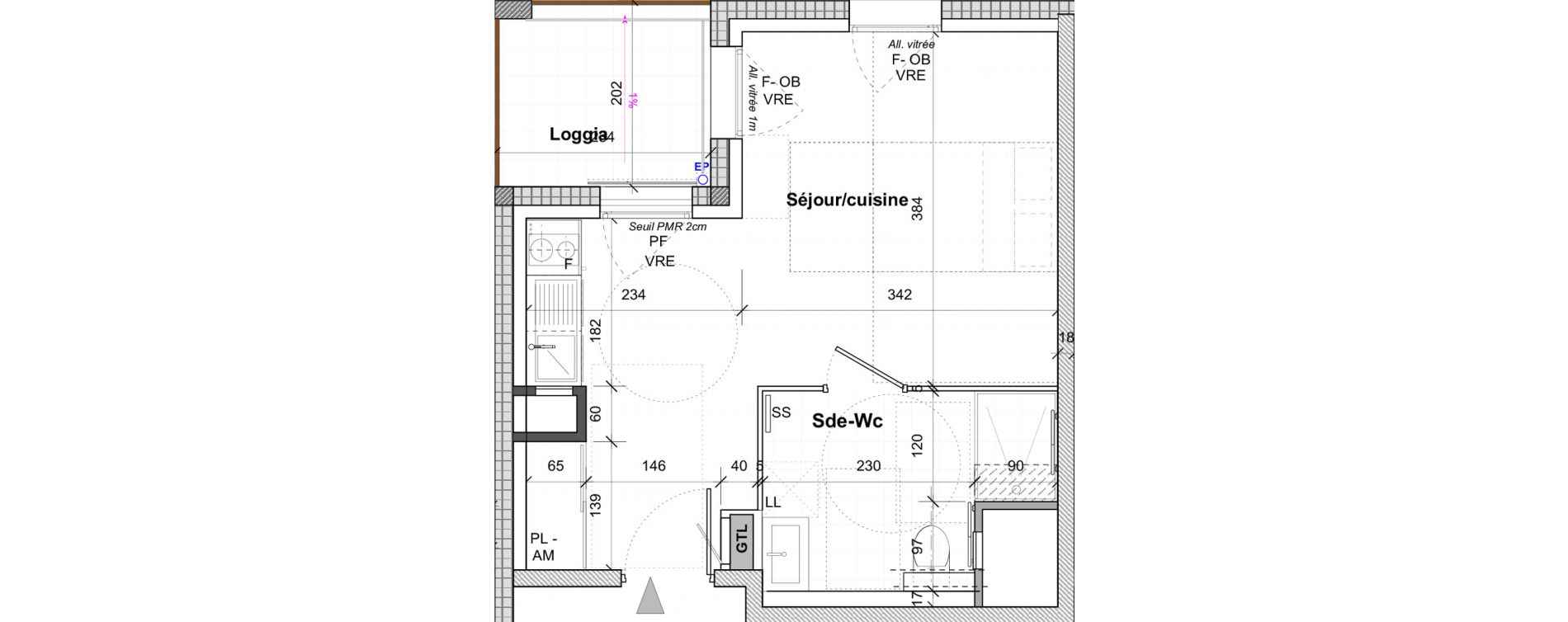 Appartement T1 de 27,50 m2 &agrave; Saint-&Eacute;tienne Centre deux