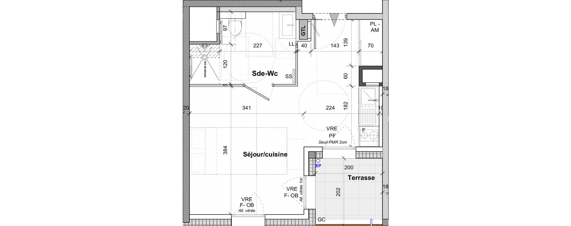 Appartement T1 de 27,50 m2 &agrave; Saint-&Eacute;tienne Centre deux