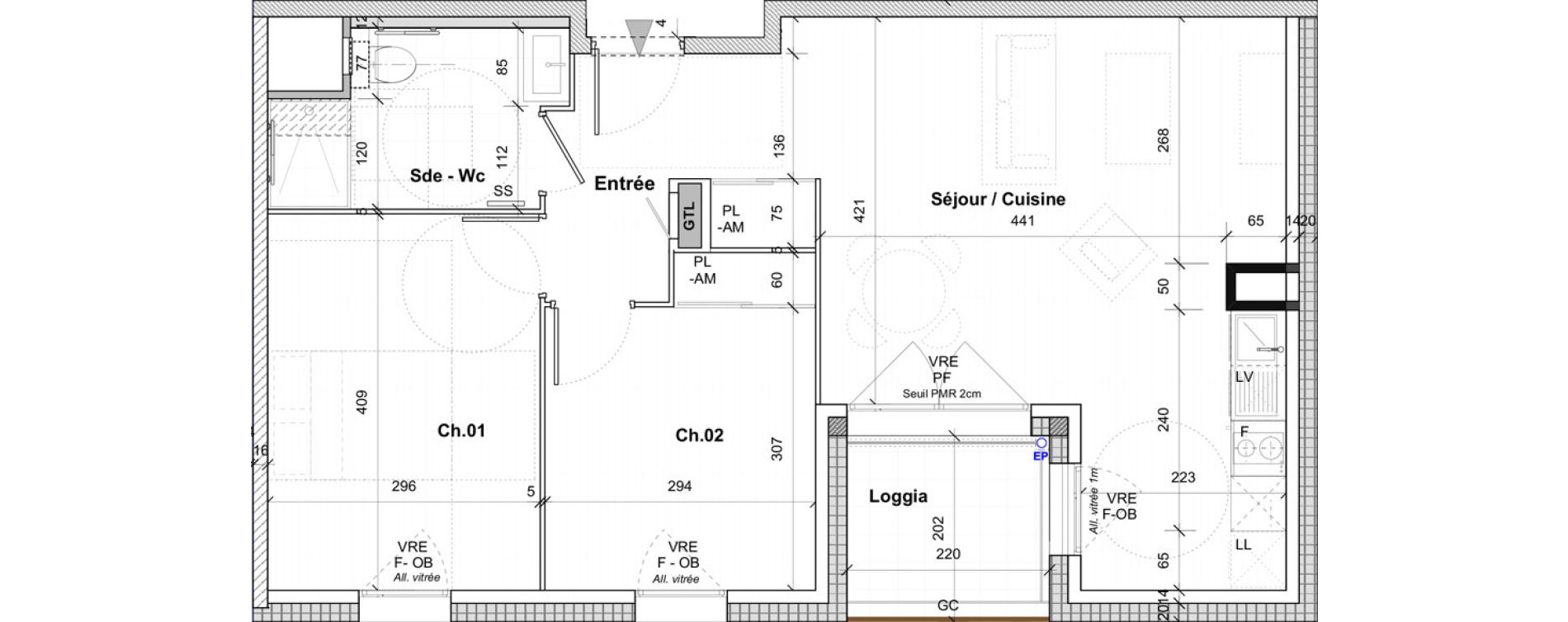 Appartement T3 de 59,20 m2 &agrave; Saint-&Eacute;tienne Centre deux