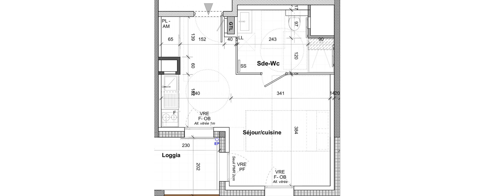 Appartement T1 de 27,70 m2 &agrave; Saint-&Eacute;tienne Centre deux