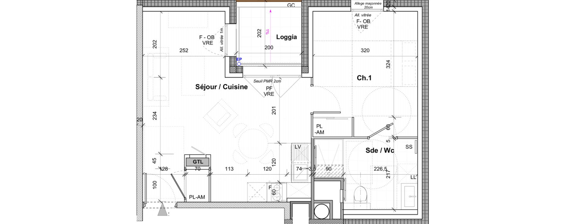 Appartement T2 de 42,50 m2 &agrave; Saint-&Eacute;tienne Centre deux