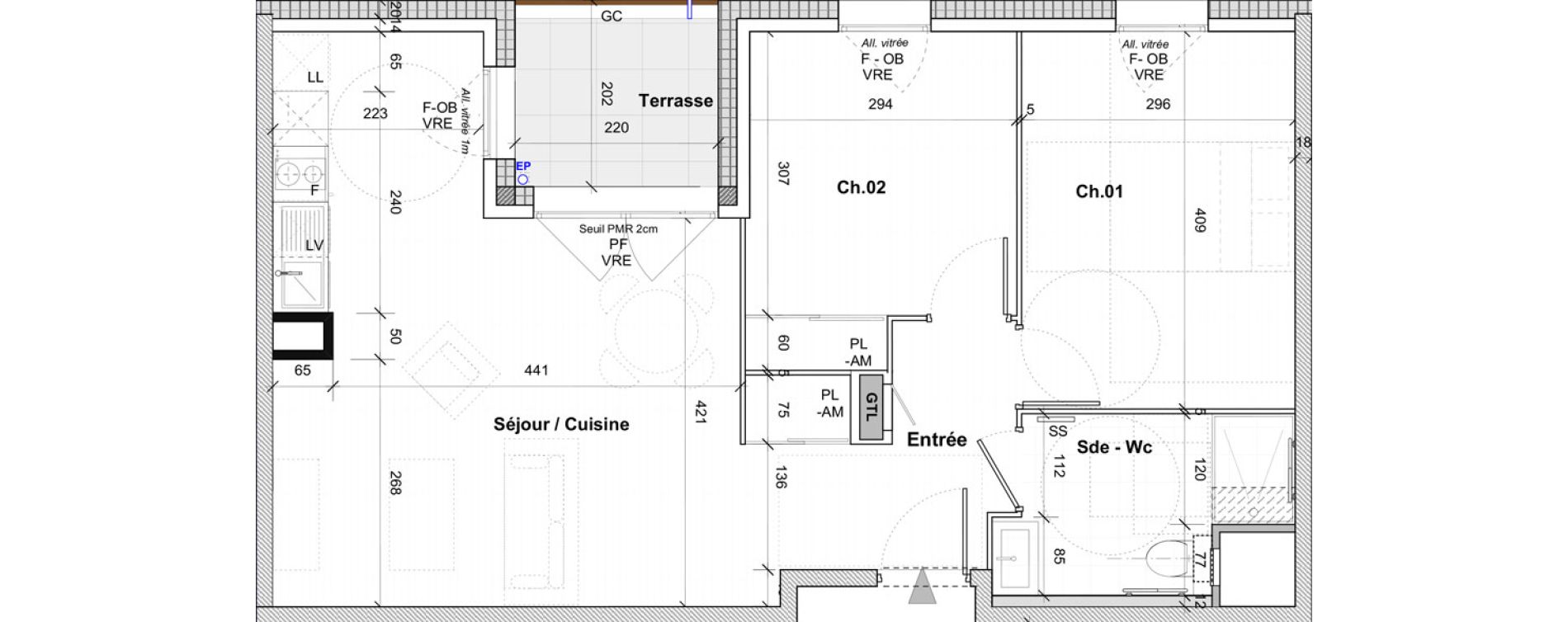 Appartement T3 de 59,70 m2 &agrave; Saint-&Eacute;tienne Centre deux