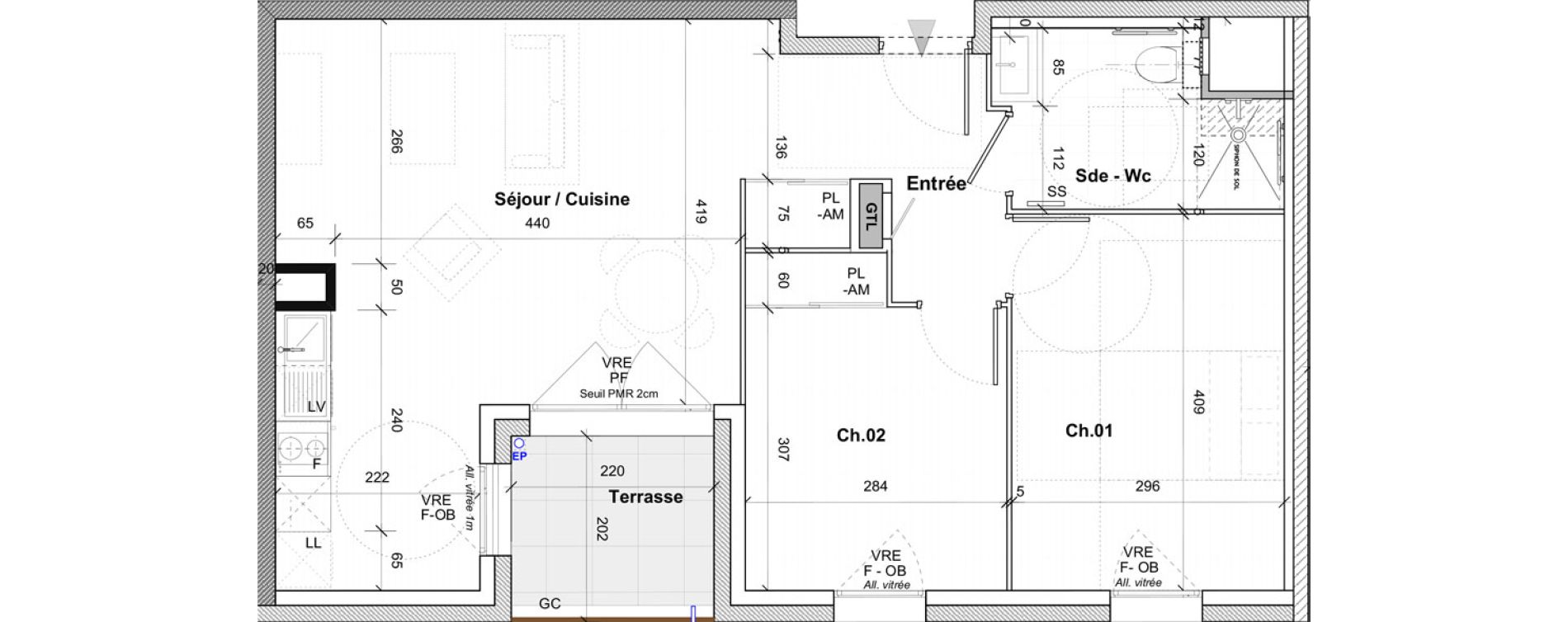 Appartement T3 de 59,50 m2 &agrave; Saint-&Eacute;tienne Centre deux