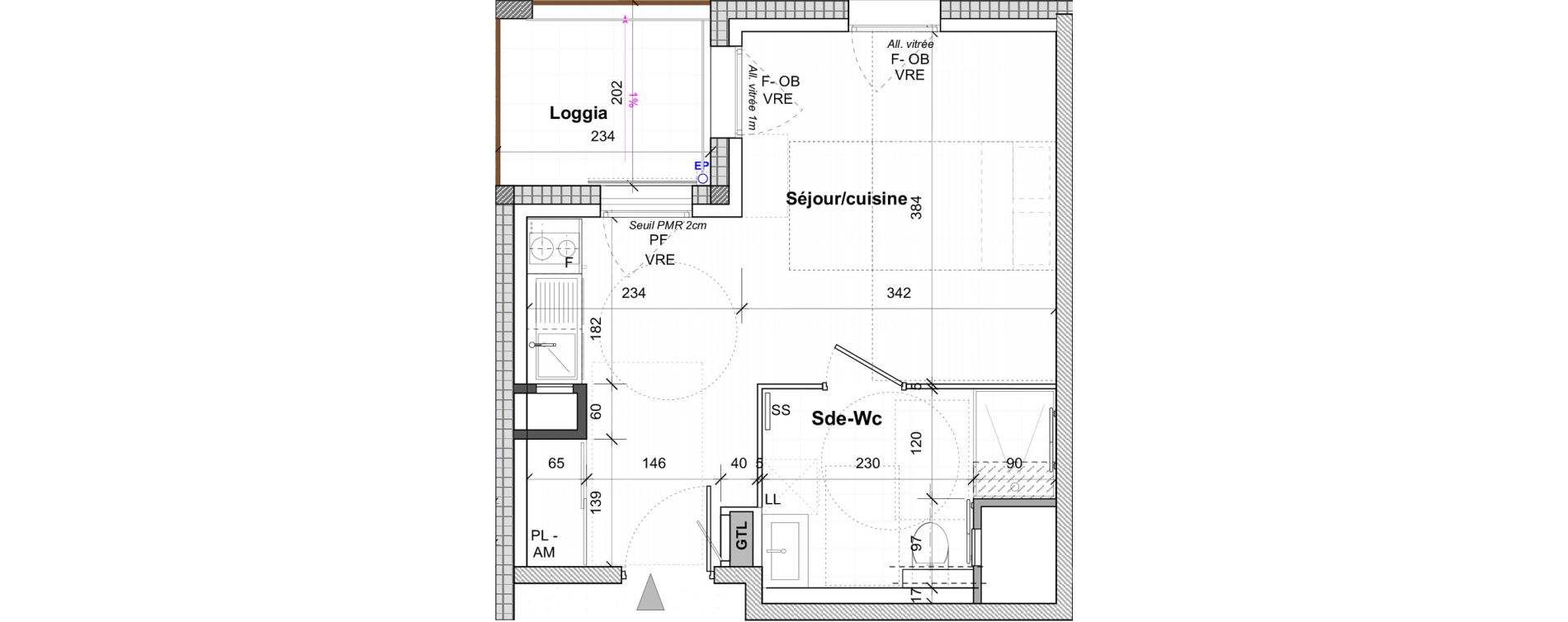 Appartement T1 de 27,50 m2 &agrave; Saint-&Eacute;tienne Centre deux