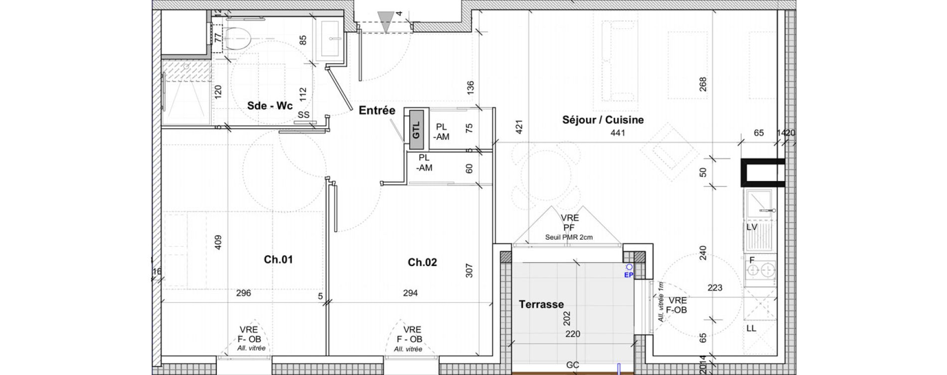 Appartement T3 de 59,20 m2 &agrave; Saint-&Eacute;tienne Centre deux