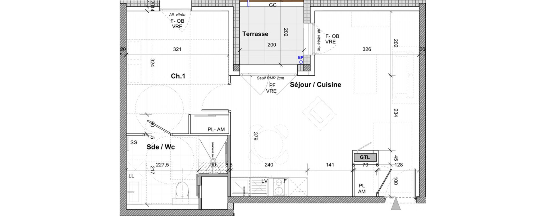 Appartement T2 de 46,70 m2 &agrave; Saint-&Eacute;tienne Centre deux