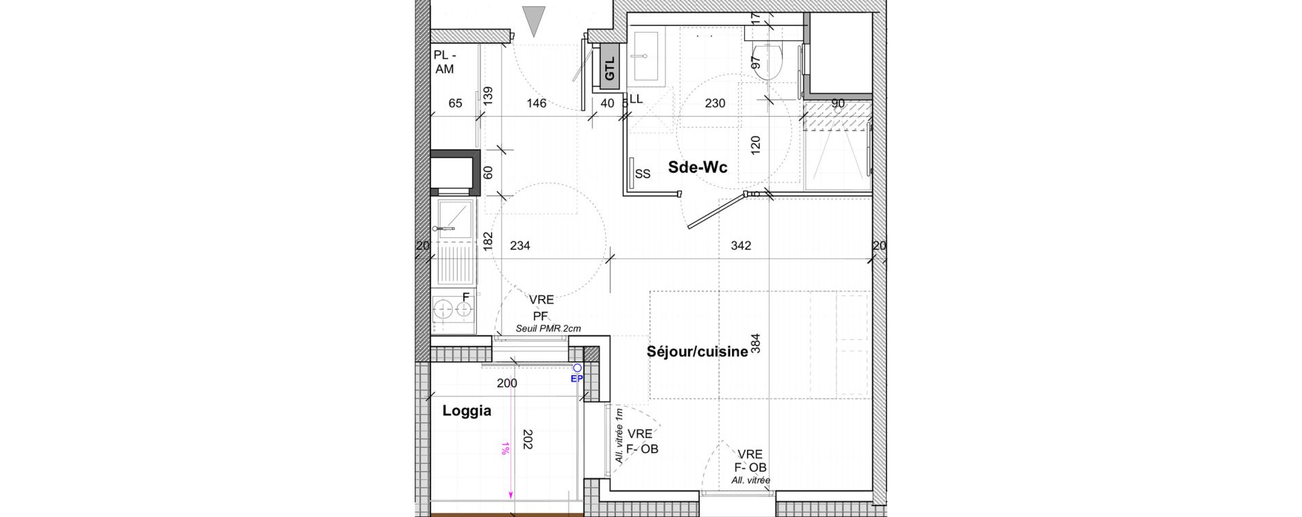 Appartement T1 de 27,70 m2 &agrave; Saint-&Eacute;tienne Centre deux