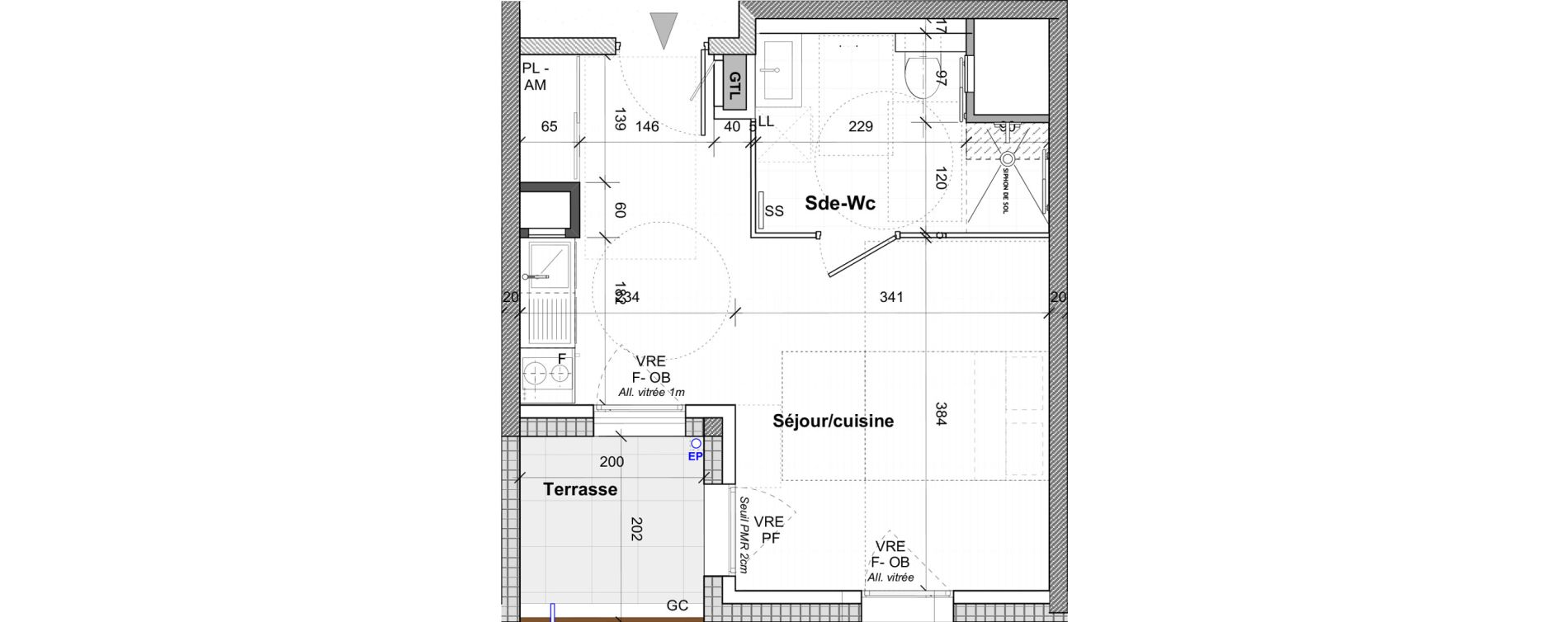 Appartement T1 de 27,70 m2 &agrave; Saint-&Eacute;tienne Centre deux