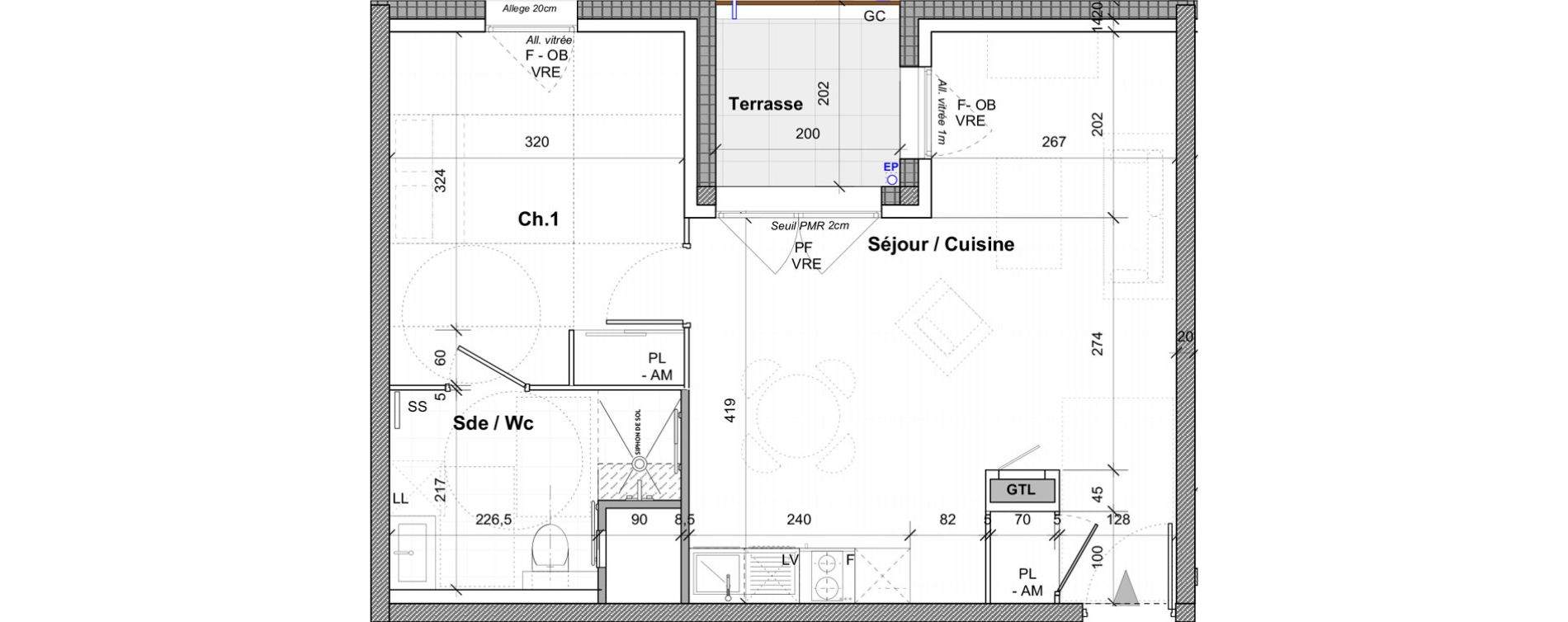 Appartement T2 de 45,50 m2 &agrave; Saint-&Eacute;tienne Centre deux