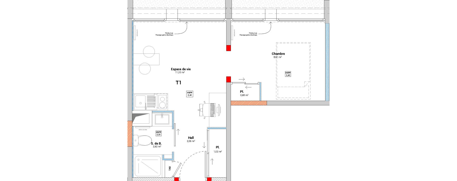 Appartement T1 de 26,11 m2 &agrave; Saint-&Eacute;tienne Jacquard