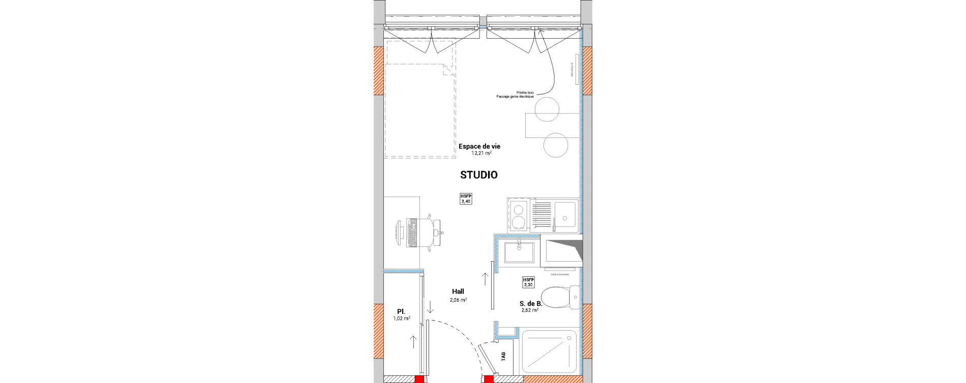 Studio de 17,80 m2 &agrave; Saint-&Eacute;tienne Jacquard