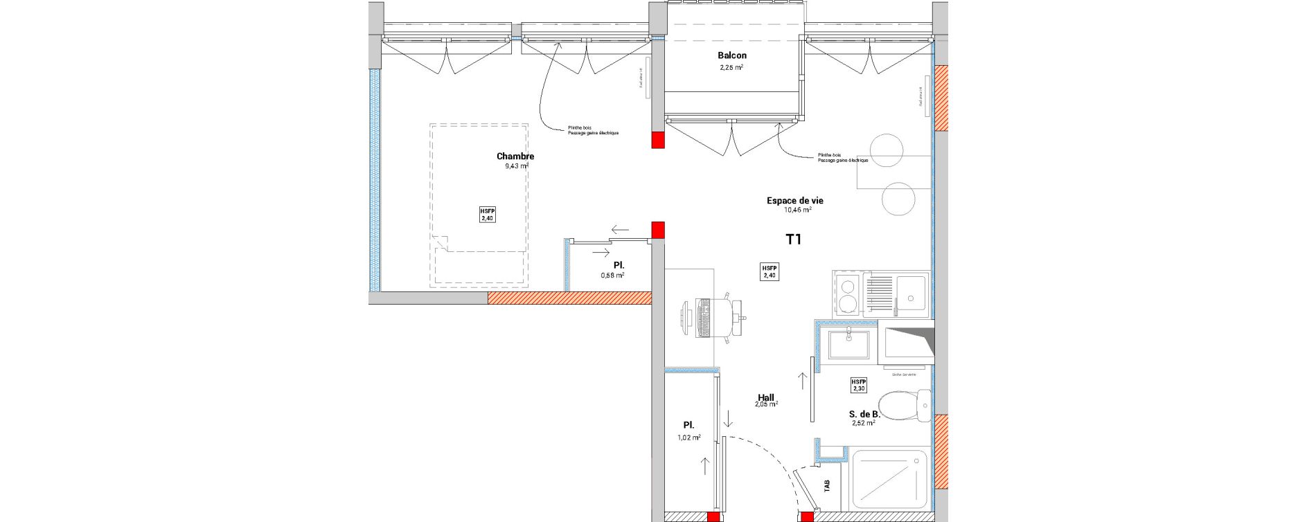 Appartement T1 de 26,06 m2 &agrave; Saint-&Eacute;tienne Jacquard