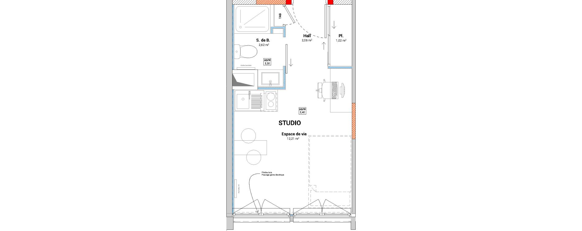 Studio de 17,80 m2 &agrave; Saint-&Eacute;tienne Jacquard