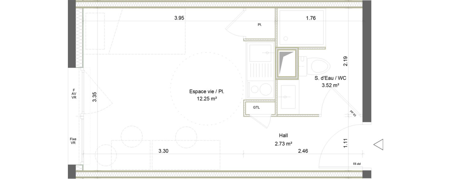 Appartement T1 meubl&eacute; de 18,50 m2 &agrave; Saint-&Eacute;tienne La palle