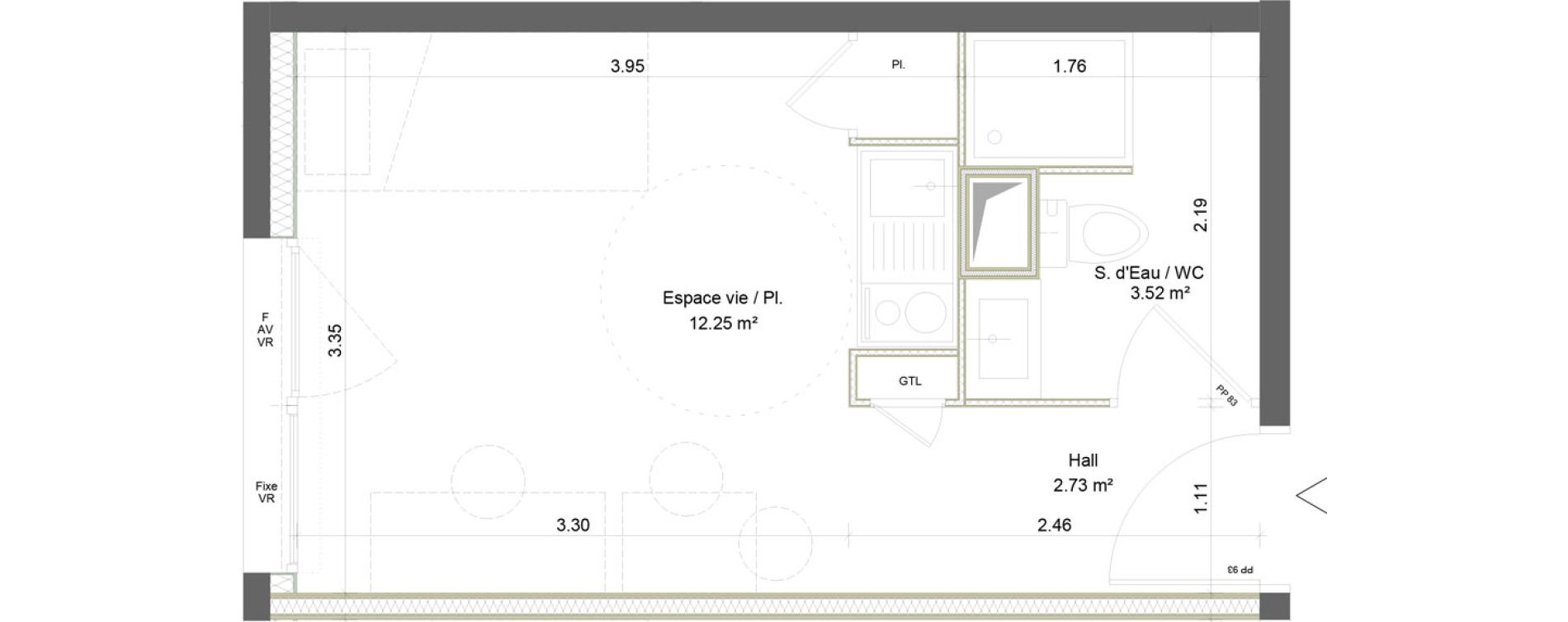 Appartement T1 meubl&eacute; de 18,50 m2 &agrave; Saint-&Eacute;tienne La palle