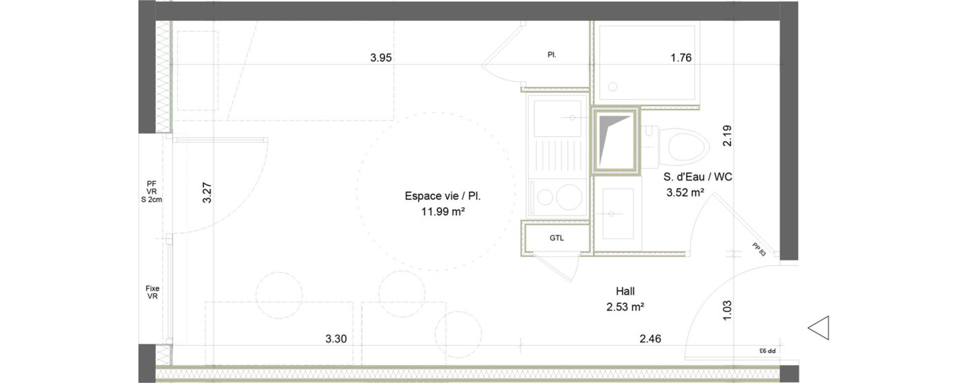 Appartement T1 meubl&eacute; de 18,04 m2 &agrave; Saint-&Eacute;tienne La palle