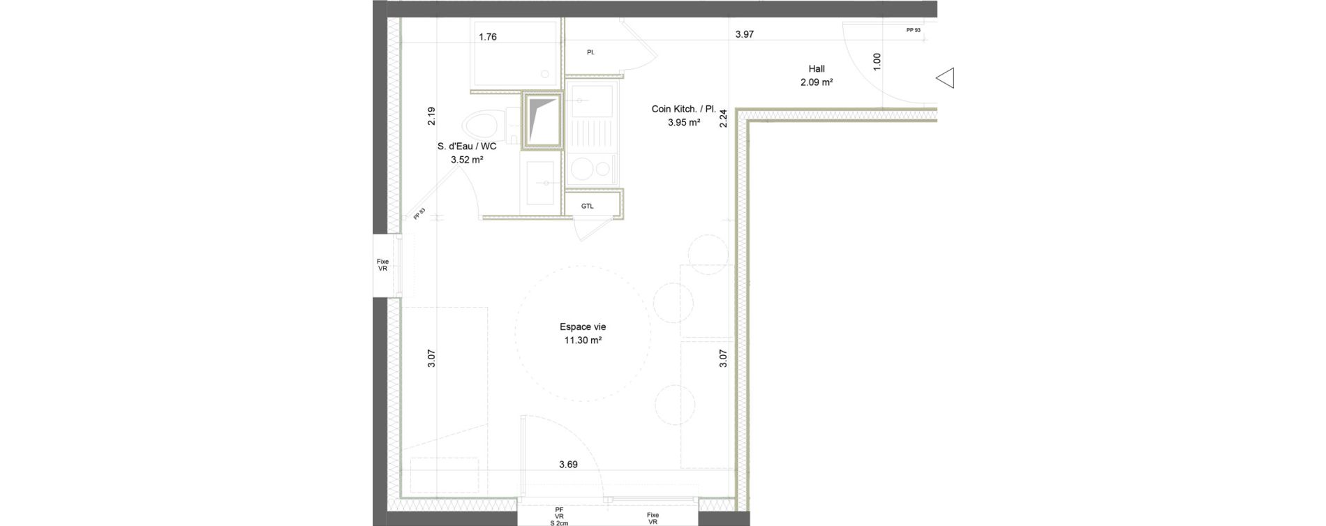 Appartement T1 meubl&eacute; de 20,86 m2 &agrave; Saint-&Eacute;tienne La palle