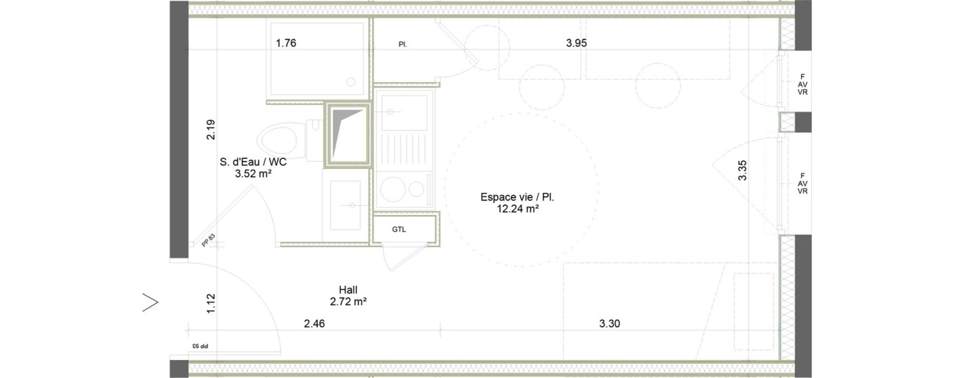 Appartement T1 meubl&eacute; de 18,48 m2 &agrave; Saint-&Eacute;tienne La palle