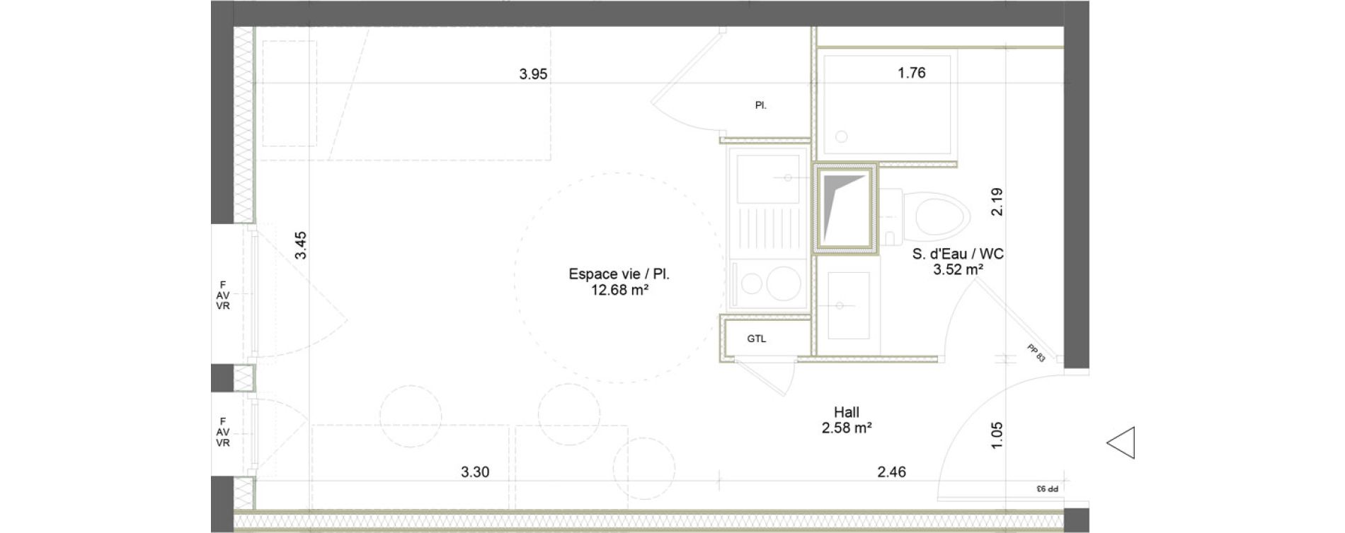 Appartement T1 de 18,78 m2 &agrave; Saint-&Eacute;tienne La palle
