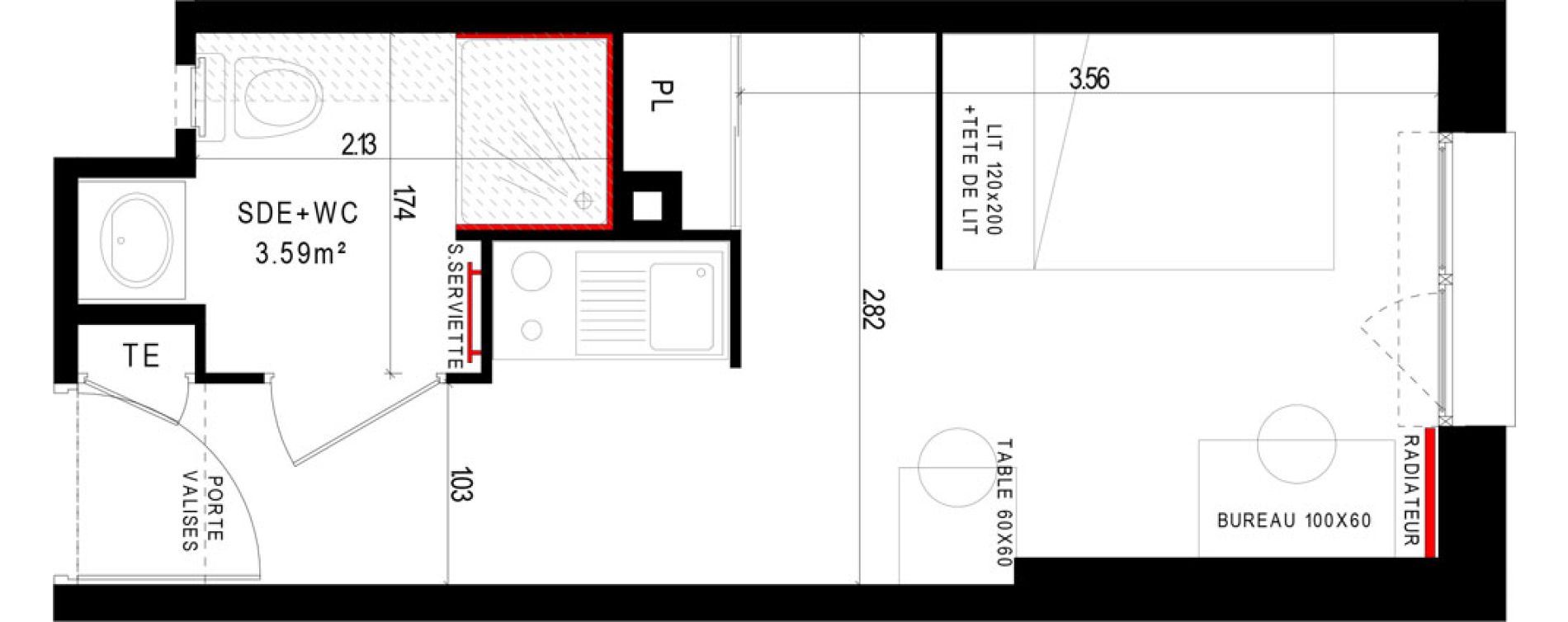 Appartement T1 meubl&eacute; de 18,22 m2 &agrave; Aubi&egrave;re Campus universitaire les c&eacute;zeaux