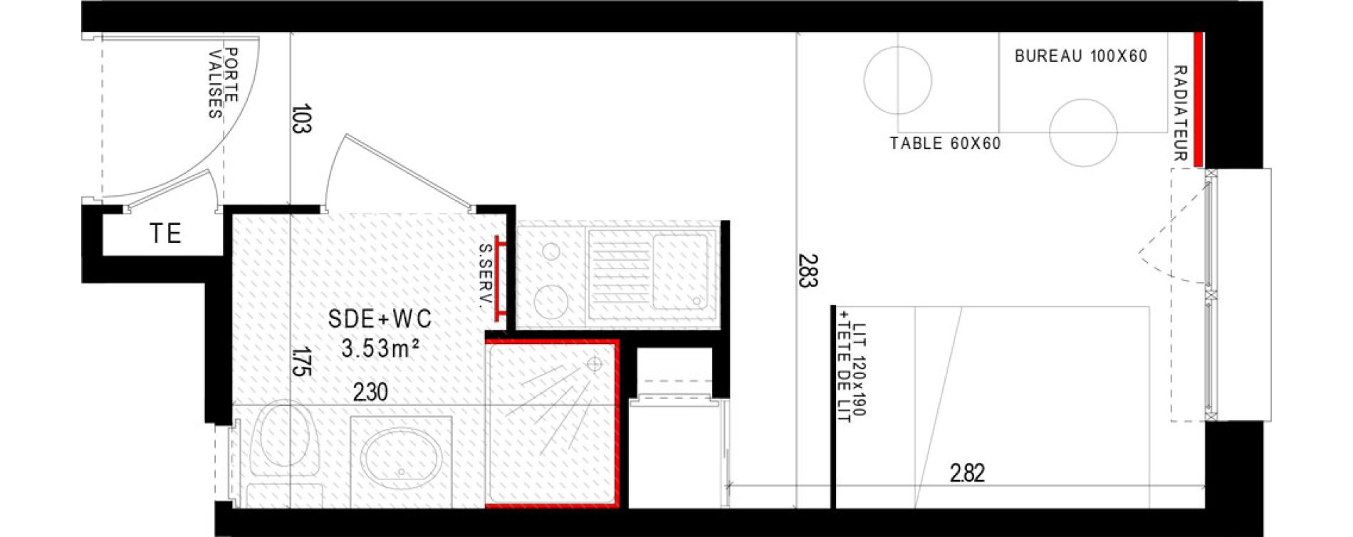 Appartement T1 meubl&eacute; de 16,66 m2 &agrave; Aubi&egrave;re Campus universitaire les c&eacute;zeaux