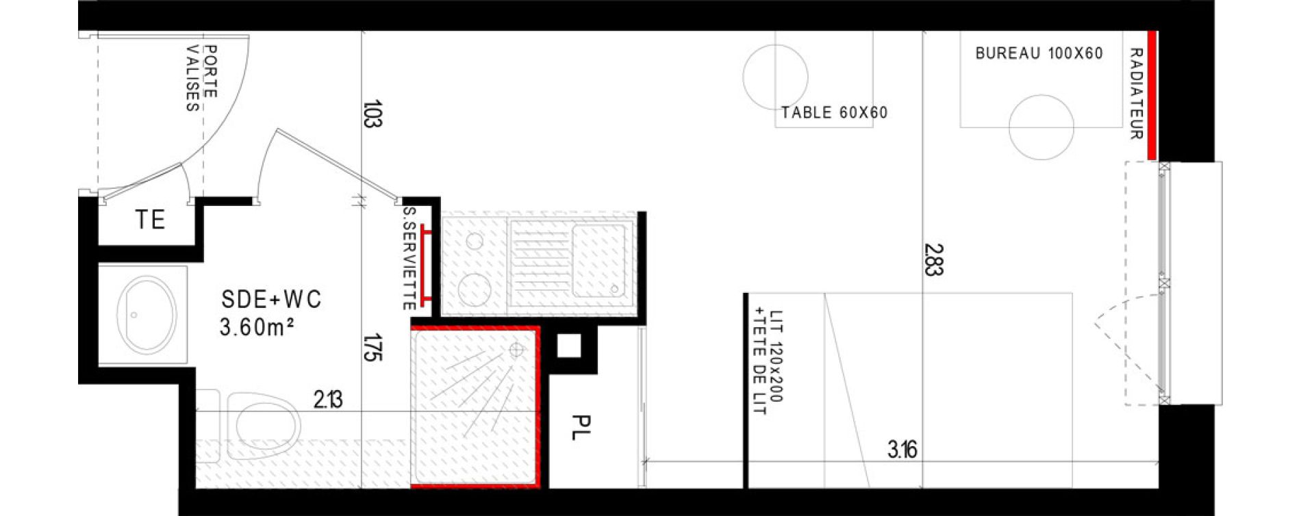 Appartement T1 meubl&eacute; de 17,46 m2 &agrave; Aubi&egrave;re Campus universitaire les c&eacute;zeaux