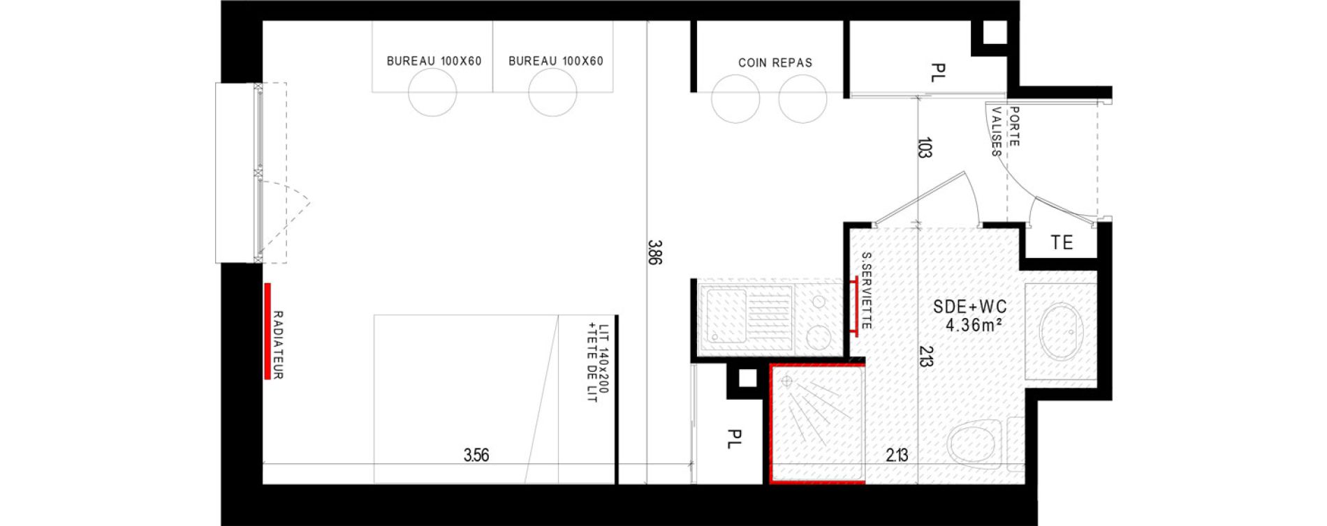 Appartement T1 meubl&eacute; de 25,05 m2 &agrave; Aubi&egrave;re Campus universitaire les c&eacute;zeaux