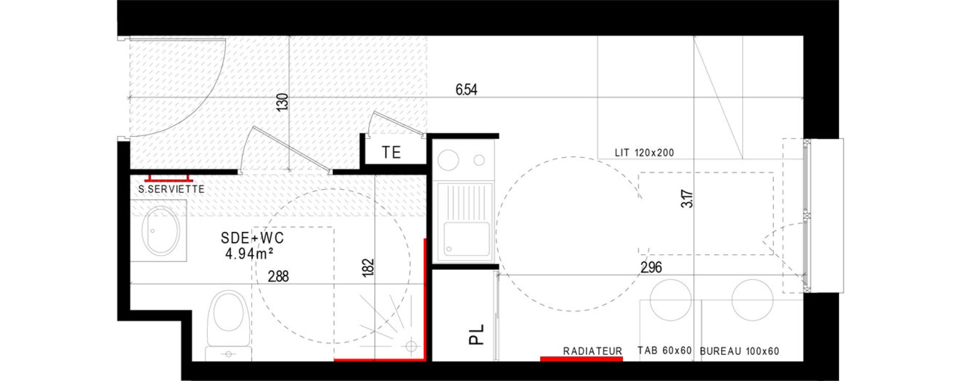 Appartement T1 meubl&eacute; de 19,88 m2 &agrave; Aubi&egrave;re Campus universitaire les c&eacute;zeaux